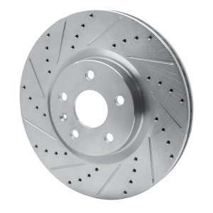 Buick Regal Brake Rotor (1) - Front Left - R1 Concepts - Drilled & Slotted - Silver - `13-`19